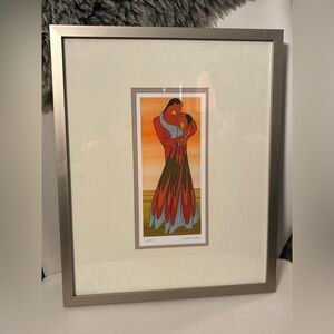 🇨🇦 Maxine Noel Ioyan Mani “Lovers” Framed Indigenous Art Print • Signed In Plate